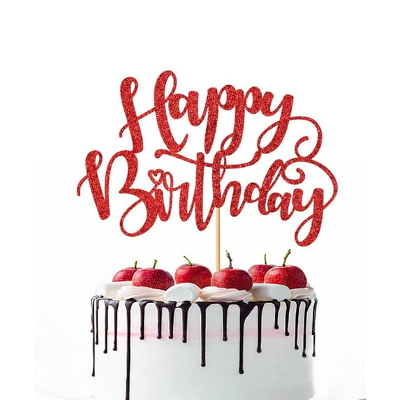 Naicaek Handmade Glitter Happy Birthday Cake Topper,Birthday Party Cake Decorations, Anniversary/Birthday Party Decoration Supplies (Rose Gold