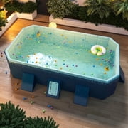 JXXRZ 113in Foldable Swimming Pool, Space-Saving Design Thickened PVC, Outdoor Indoor Water Play