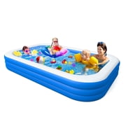 JXXRZ 120x69x25 Giant Inflatable PVC Rectangle Swimming Pool, Premium Family Pool for Indoor & Outdoor, Foldable with Mesh Support & Quick Drain
