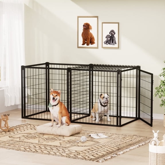JXXRZ 63" Dog Crate Indoor Metal Kennel w/ Cover & Divider, Escape Proof Playpen