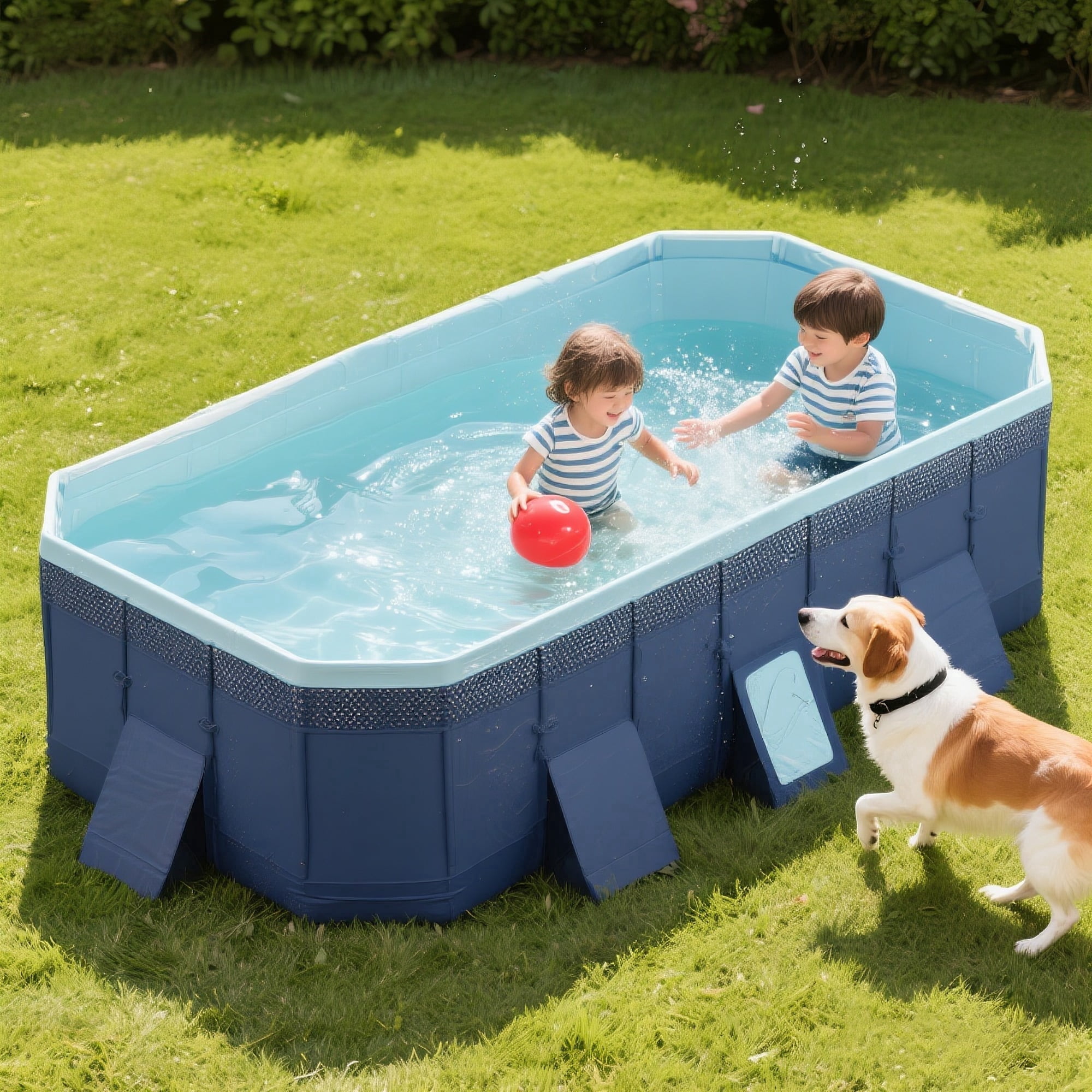 Foldable Exercise Pool JXXRZ 83in Foldable Swimming Pool, Space-Saving Design Thickened PVC ...