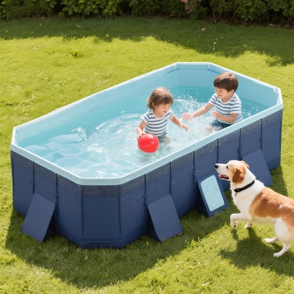 JXXRZ 83in Foldable Swimming Pool, Space-Saving Design Thickened PVC, Outdoor Indoor Water Play