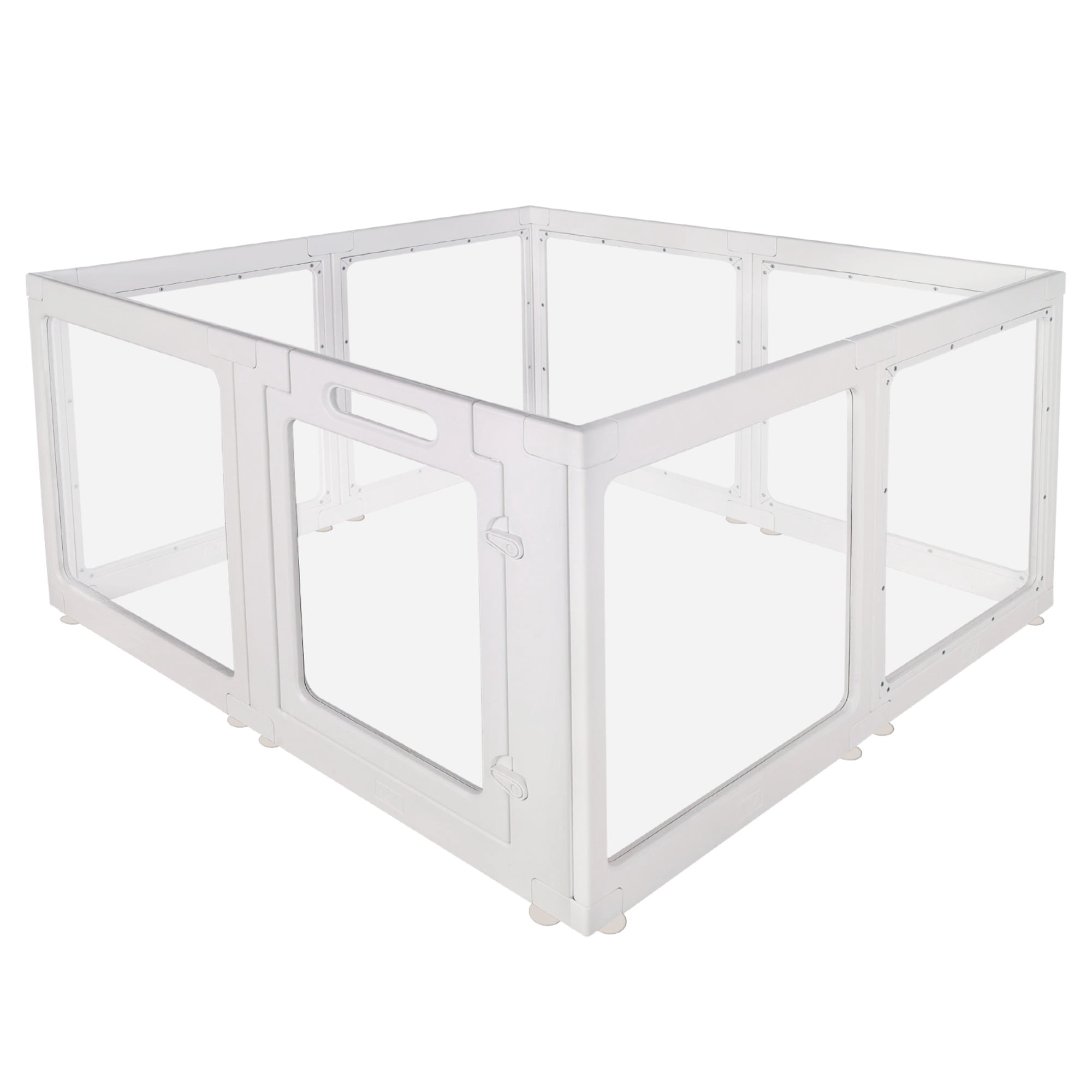 JXXRZ Clear Acrylic Dog Playpen Indoor, 8 Panel Transparent Puppy Pen, No Metal Bars, Easy Setup Pet Fence
