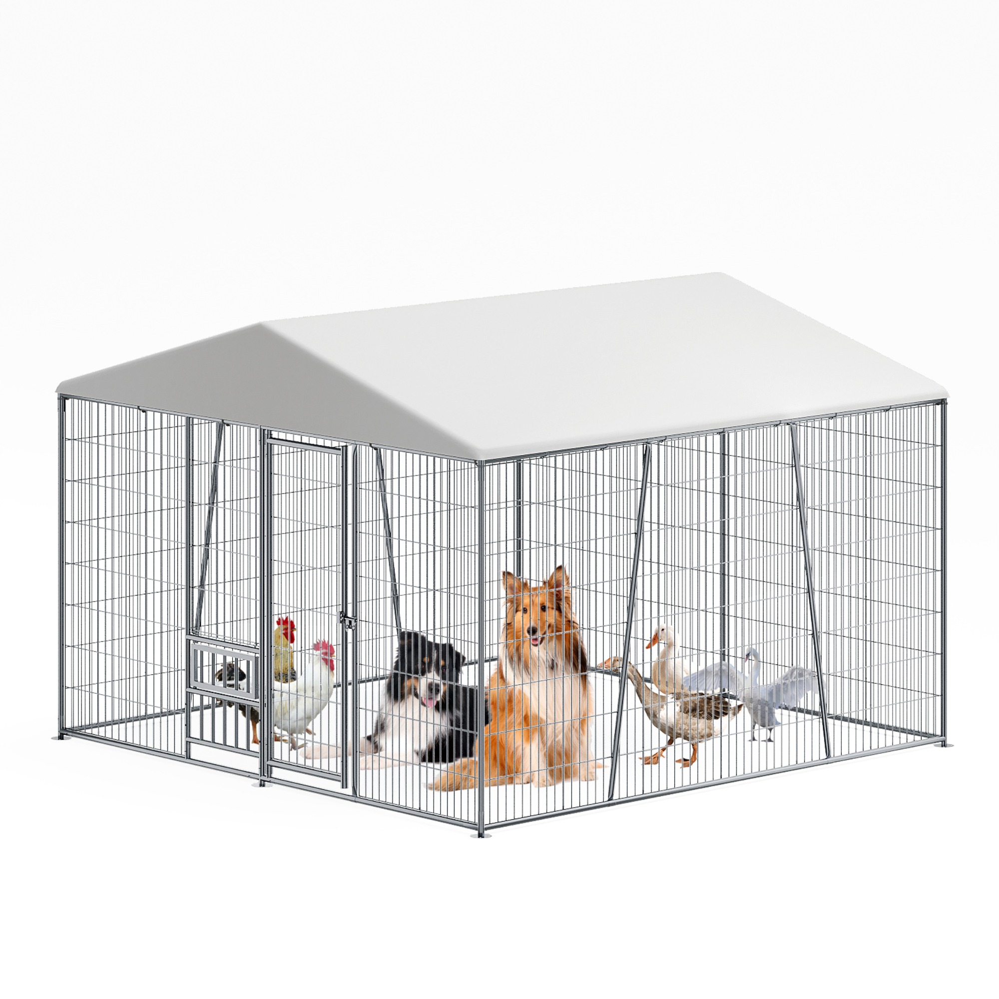 Run For Dogs JXXRZ Outdoor Dog Kennel Heavy Duty Large Metal Dog Run Playpen with ...