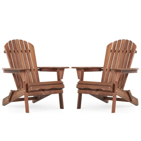 JXXRZ Wooden Folding Adirondack Chairs – Solid Cedar Outdoor Patio Garden Lounge,Caramel (Set of 2)