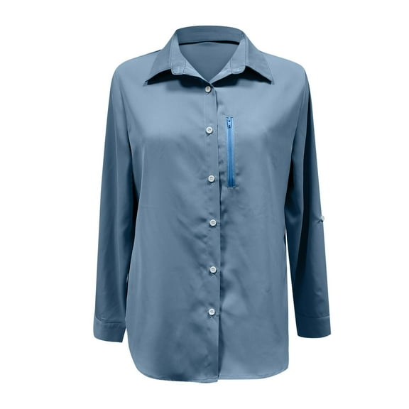 JXYMS Womens Shirts Long Sleeve Shirt Womens Shirts Upf 50  Sun Long Sleeve Outdoor Cool Quick Dry Fishing Hiking Shirt Light Blue 16-18