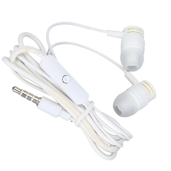 JY075 3.5mm Plug Headphones Noise Isolation Wired Earbuds with Mic and Call Controller for Exercise OfficeWhite