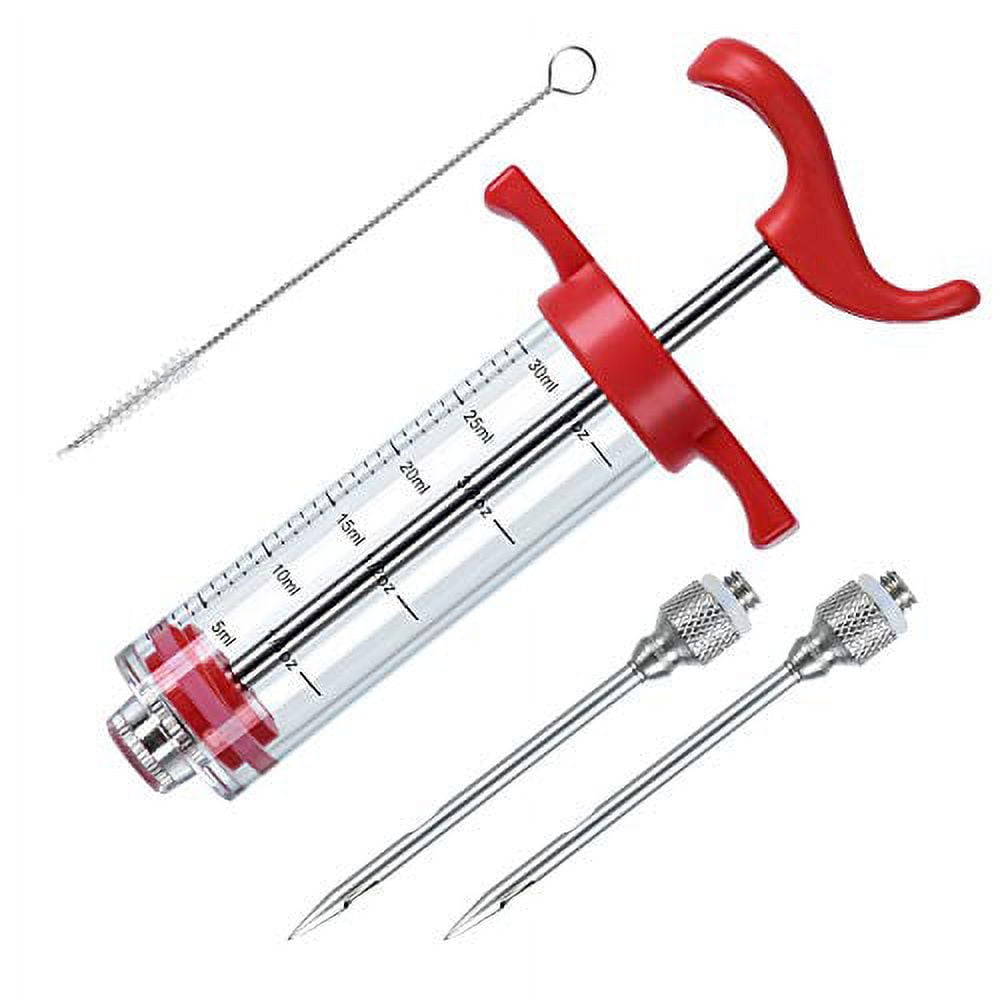 JY COOKMENT Meat Injector Syringe, 1oz Marinade Flavor Injector with 2 Professional Needles,1