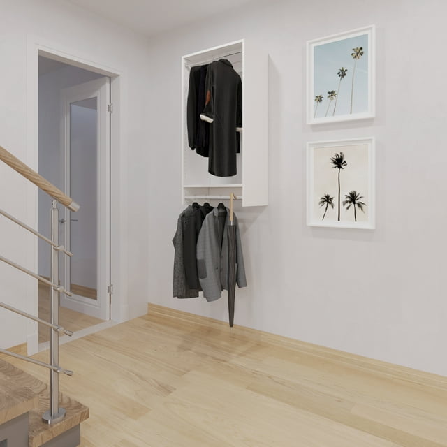 JY Furniture 18"W Wood Double Hanging Closet Organizer Unit, Wall