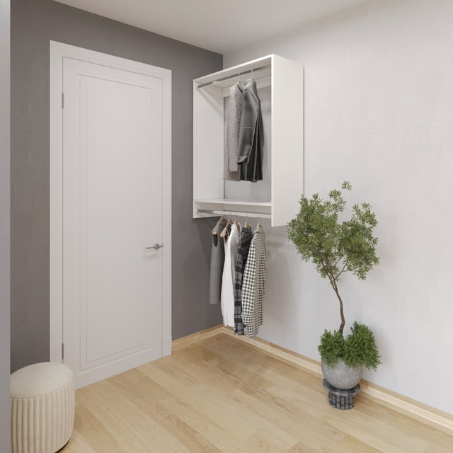 JY Furniture 30"W Wood Double Hanging Closet Organizer Unit, Wall