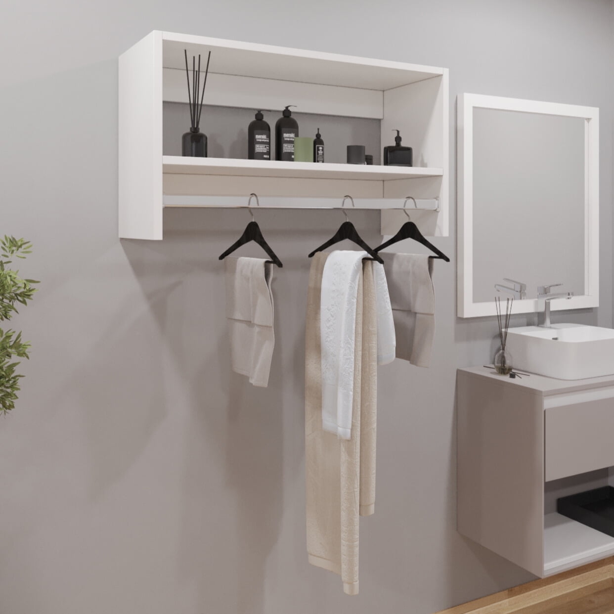 JY Furniture Wood Closet Organizer, DIY Modular Wall Mounted Closet