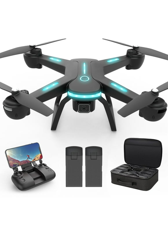 JY03 Drone with 1080P HD Camera for Adults and Kids, FPV RC Quadcopter with LED Lights and Optical flow Sensor, 2 Batteries, Black