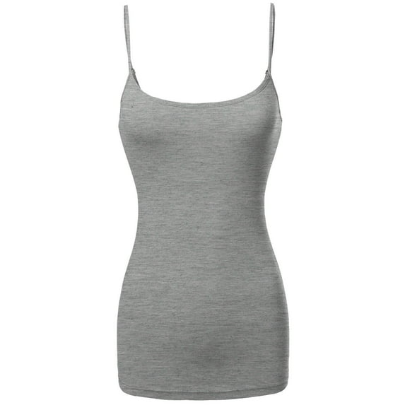 JYB CO Women's & Juniors Basic Solid Adjustable Spaghetti Strap Long Camisole Layer Tank Top Size S – 3XL