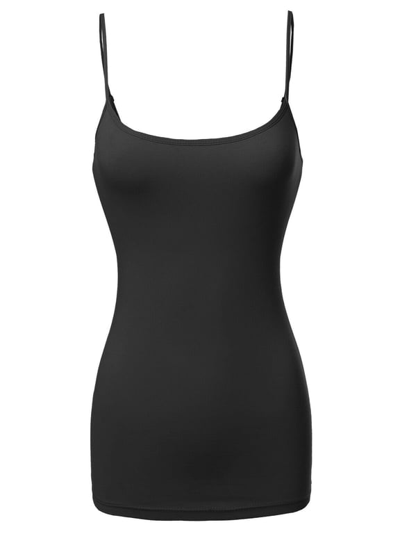 Women's & Juniors Basic Solid Adjustable Spaghetti Strap Long Camisole Layer Tank Top Size S – 3XL