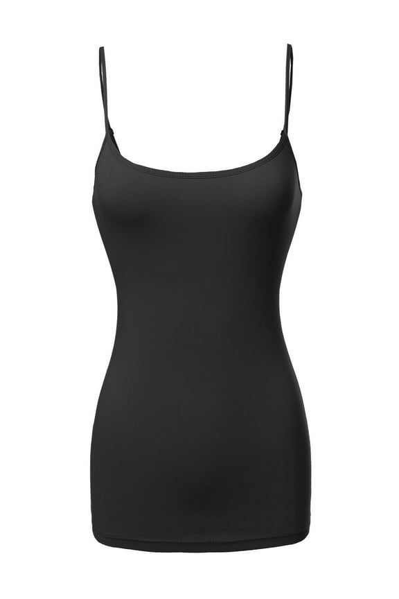 Women's & Juniors Basic Solid Adjustable Spaghetti Strap Long Camisole Layer Tank Top Size S – 3XL