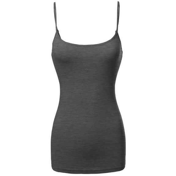 JYB CO Women's & Juniors Basic Solid Adjustable Spaghetti Strap Long Camisole Layer Tank Top Size S – 3XL