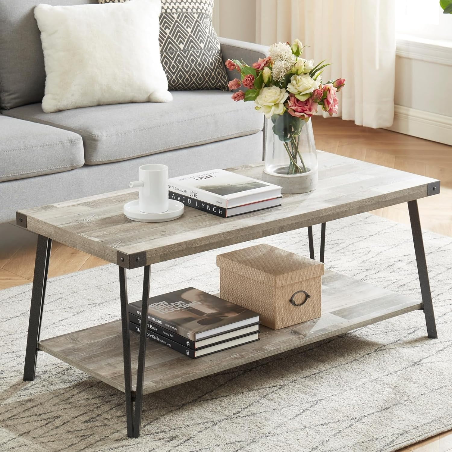 Gray And Wood Coffee Table