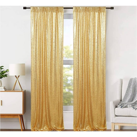 JYFLZQ Gold Sequin Backdrop Curtain 4ft x 8ft 2 Panels Glitter Photo Booth Home Decor for Party