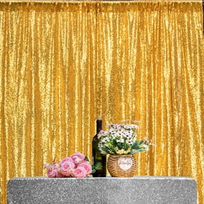 JYFLZQ Gold Sequin Backdrop Curtain 8ft x 8ft Glitter Photo Booth Background for Party