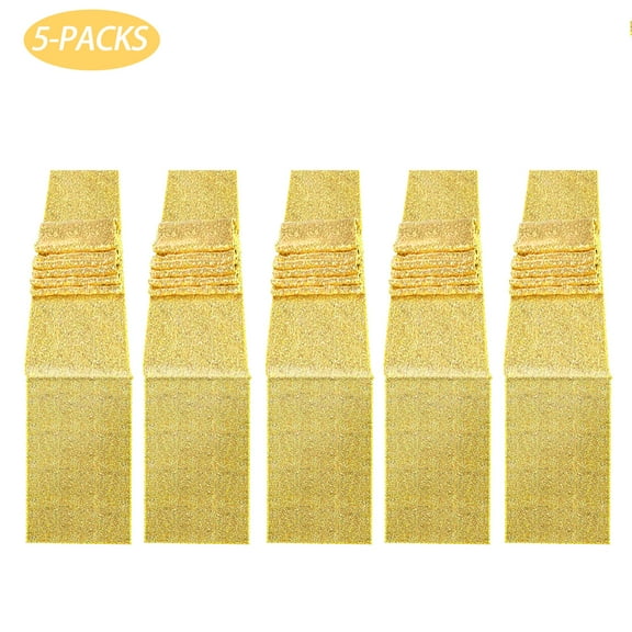 JYFLZQ Gold Sequin Table Runners 12 x 108 inch Pack of 5 Glitter Metallic Table Runners for Parties