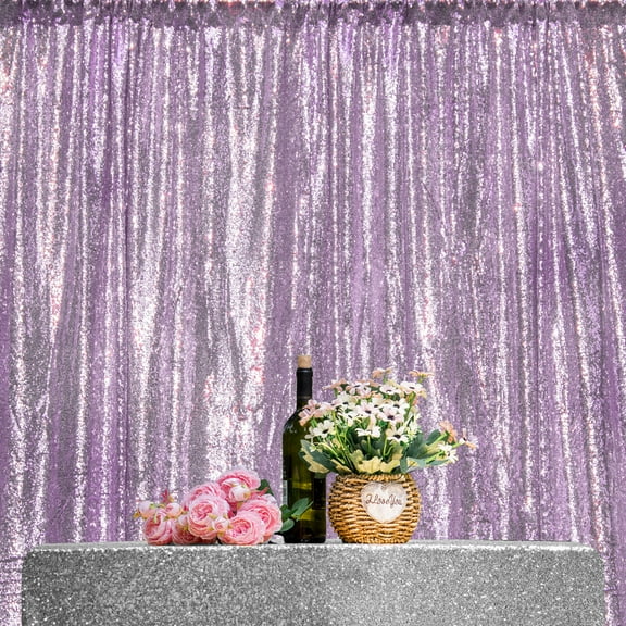 JYFLZQ Lavender Sequin Backdrop Curtain 8ft x 8ft Glitter Photo Booth Backdrop Background for Party
