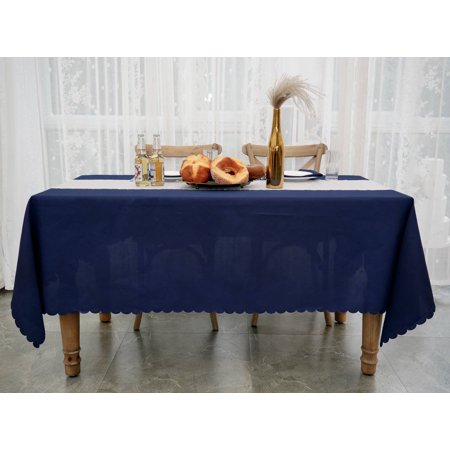 JYFLZQ Navy Blue Contemporary Tablecloth, 60" x 84", Machine Washable, Polyester