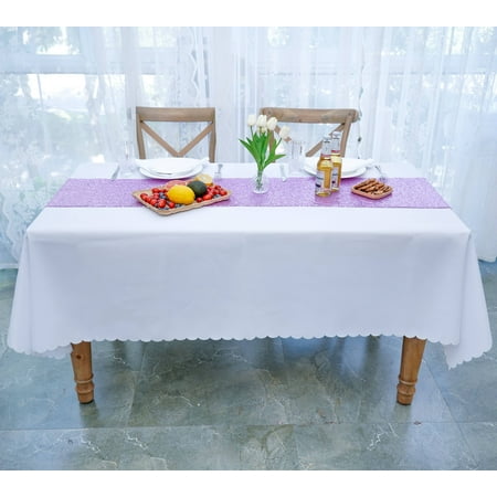JYFLZQ Rectangle Polyester Tablecloth, 60" x 84", Machine Washable, White