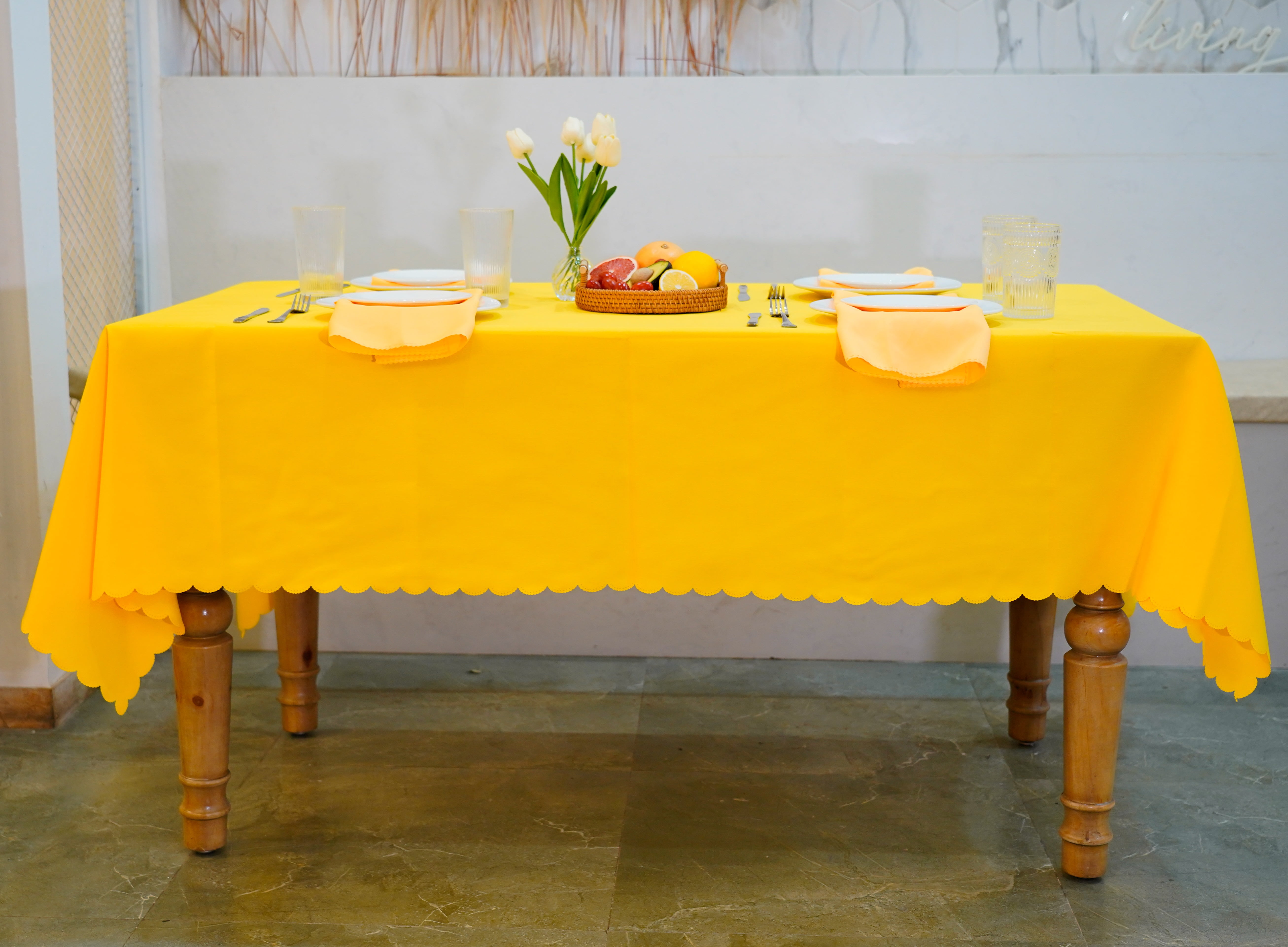 JYFLZQ Yellow Tablecloth 60''x 84'' Rectangle Table Cloth for 4 Foot