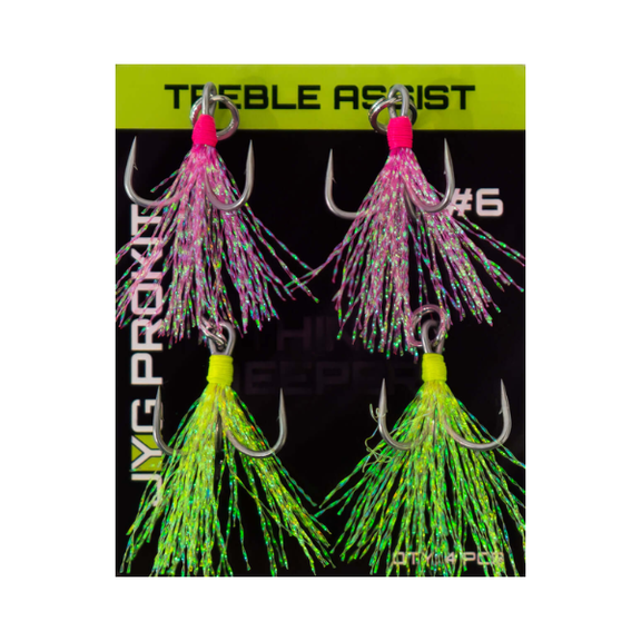 JYG Pro Treble Hook Feather #6 2 Yellow 2 Pink