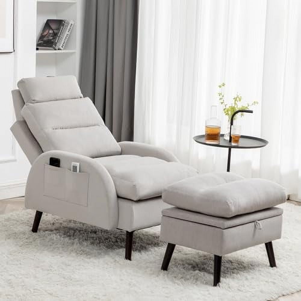 JYHOME Accent Chair with Ottoman Velvet Reading Chair with Ottoman and