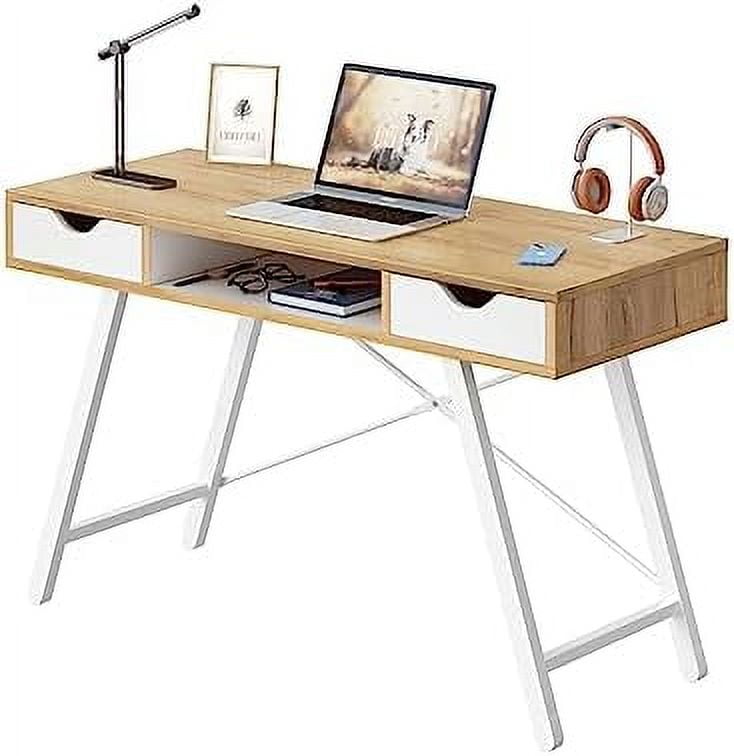 JYHOME Computer Desk with 3 Drawers Mid Century Modern Design 43\u201D ...