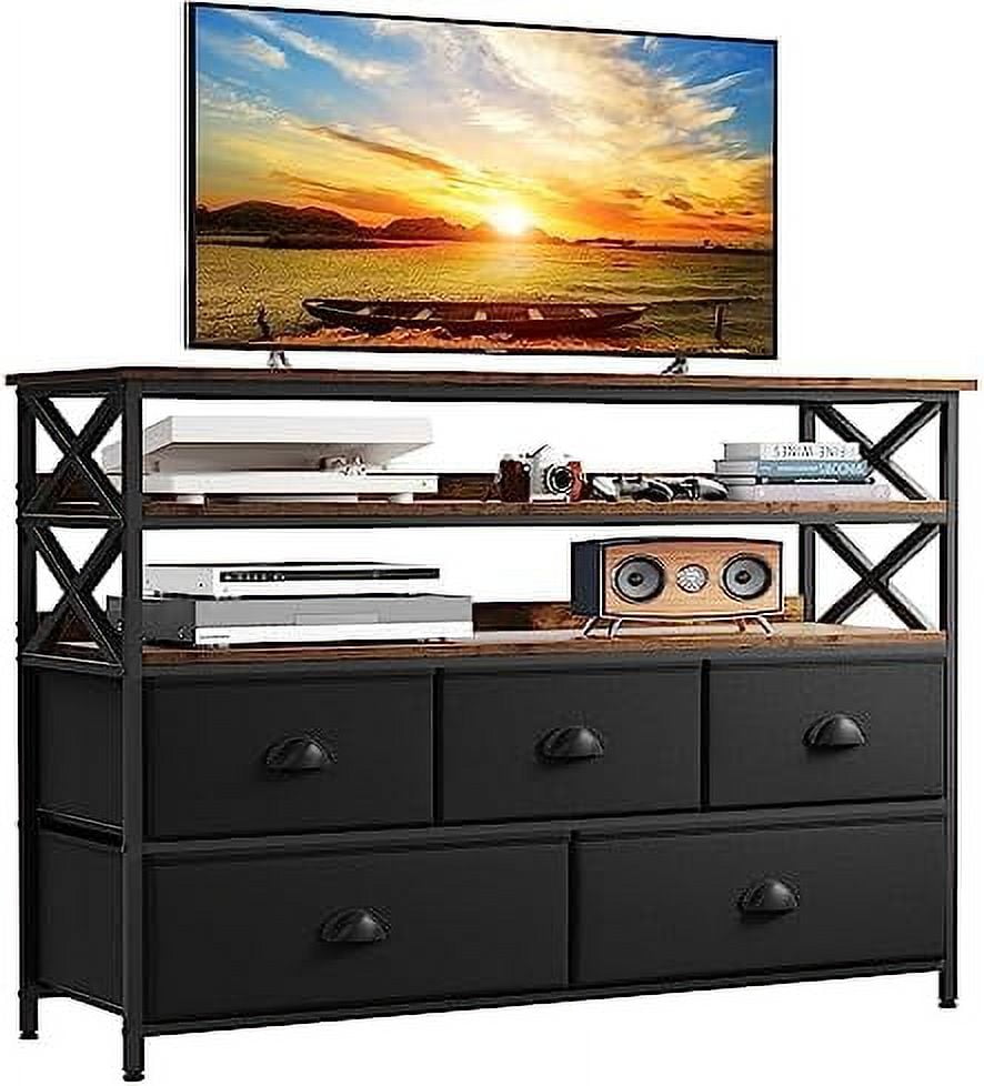 JYHOME Dresser TV Stand for Bedroom Entertainment Center with Drawers