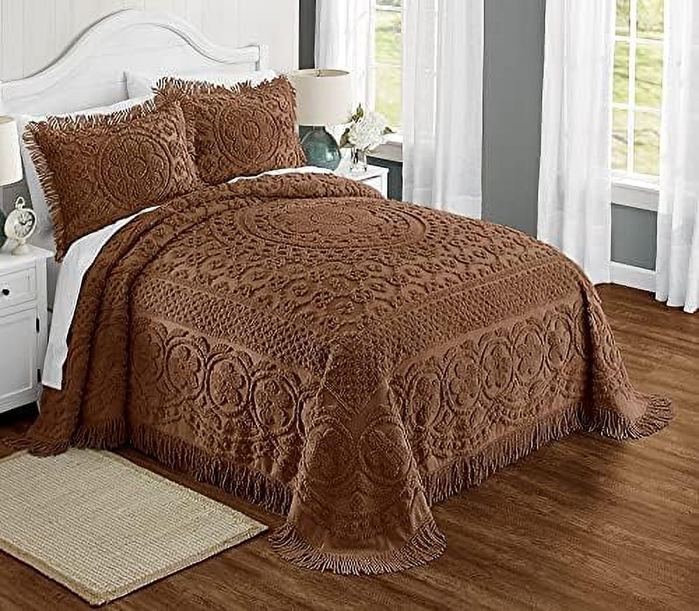 CHGBMN Emily Floral Chenille Bedspread Soft Cotton Comforter King Size