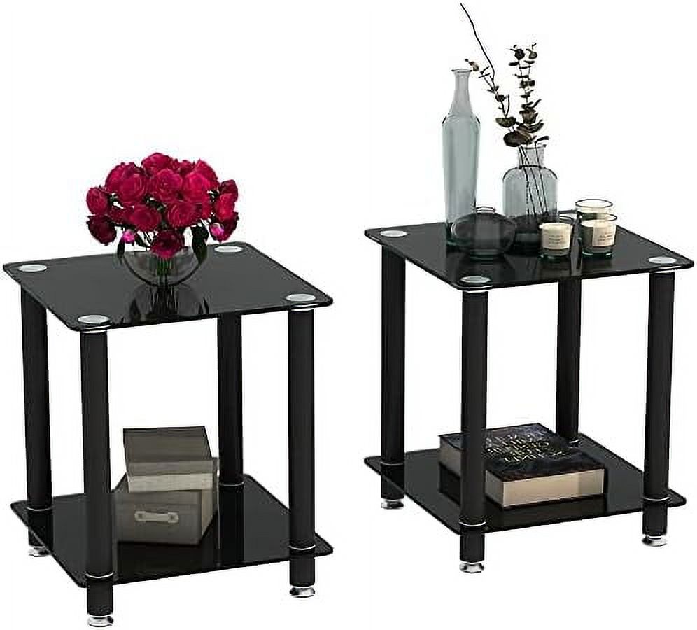 JYHOME Glass End Tables Living Room Table Modern Transparent Sofa with