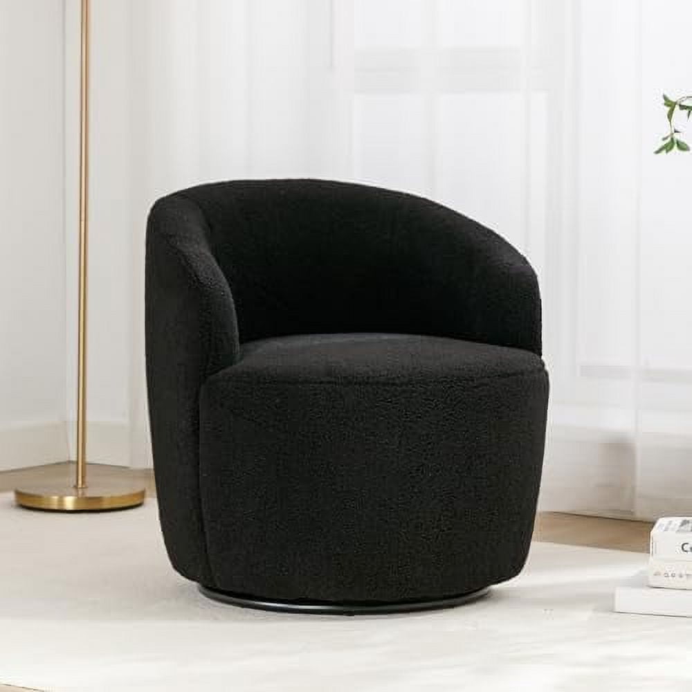 JYHOME Swivel Barrel Chair Teddy Sherpa Upholstered Modern Round Accent