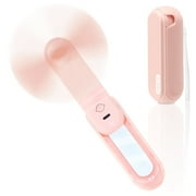 JYJXWY Portable Handheld Fan USB Rechargeable with Mirror, Cell Phone Holder, Flashlight, 3-Speed, Lanyard