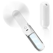 JYJXWY Portable Fan,Battery Powered Fan with Mirror, Cell Phone Holder, Flashlight, 3-Speed, Lanyard for Travel and Summer-White