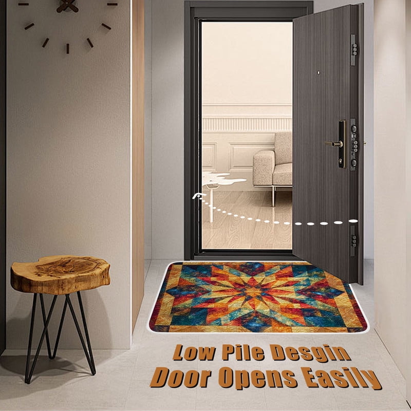 JYK Crystal Velvet Rug Vintage Patchwork Star Quilt Pattern Soft Floor ...