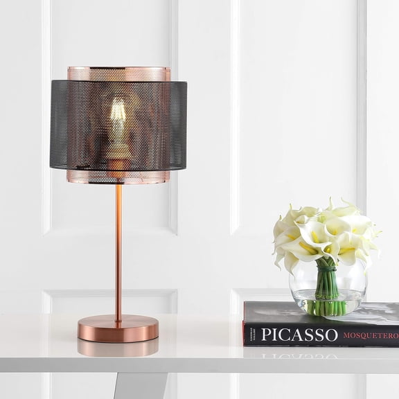 JYL6106A Tribeca 19.7" Metal LED Table Lamp Contemporary Transitional Bedside Desk Nightstand Lamp for Bedroom Living Room Office College Bookcase LED Bulb Included, Copper