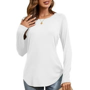 JYLFC Womens Shirts Raglan Round Neck Tops Long Sleeve T-shirts, Navy M