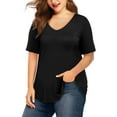 thumbnail image 1 of JYLFC Plus Size Shirts for Women V Neck Short Sleeve Tunic T-Shirts, Black 3XL, 1 of 4