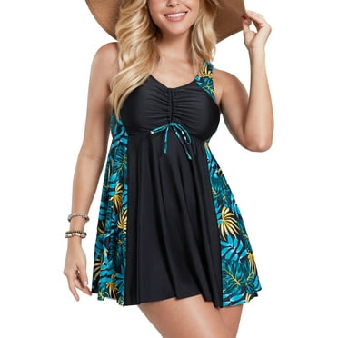 JYLFC Plus Size Swimwear for Women 2 Pieces Tropical Print Swimsuits, 4XL