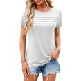 thumbnail image 1 of JYLFC Short Sleeve Shirts for Women Round Neck Tunic with Split, White L, 1 of 4