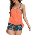 thumbnail image 1 of JYLFC Two-Piece Tummy Control Tankini Swimsuits for Women Modest Bathing Suit with Shorts, Orange L, 1 of 7