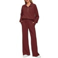 thumbnail image 1 of JYLFC Womens 2 Piece Outfits Set Lounge Hoodie Sweatsuit Sets Oversized Half Zip Sweatshirt Sweatpants with Pockets Red 2XL, 1 of 2