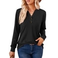 thumbnail image 1 of JYLFC Women Long Sleeve Tops with Button 2025 Fall Dressy Casual Henley Shirts Trendy Blouses Black 3XL, 1 of 5