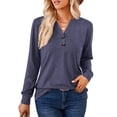 thumbnail image 1 of JYLFC Women Long Sleeve Tops with Button 2025 Fall Dressy Casual Henley Shirts Trendy Blouses Navy Blue 3XL, 1 of 6