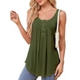 thumbnail image 1 of JYLFC Women Plus Size V Neck Tank Henley Pleated Sleeves Tops, Green 2XL, 1 of 7