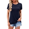 thumbnail image 1 of JYLFC Women Shirts Short Sleeve T Shirts Round Neck Pleated Tunic, Navy XL, 1 of 4