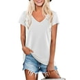 thumbnail image 1 of JYLFC Women Short Sleeves V Neck T-Shirt Lose Long Shirts, White 2XL, 1 of 4